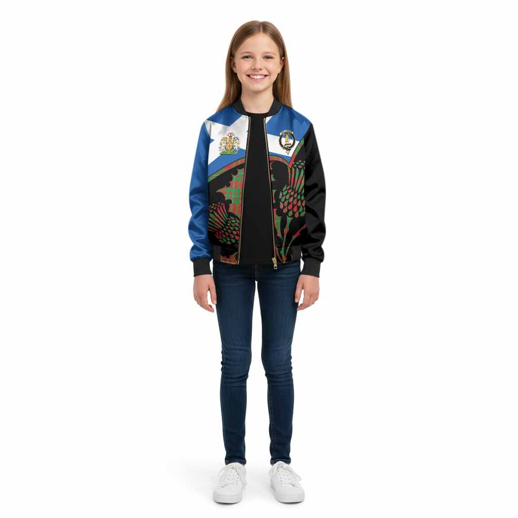 Callander Tartan Family Crest Kid Bomber Jacket Scotland Thistle Floral Flag Style