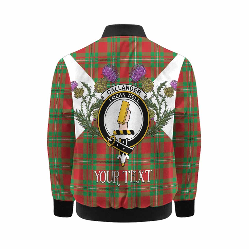 Callander Tartan Family Crest Kid Bomber Jacket Scottish Burns Night Thistle Floral