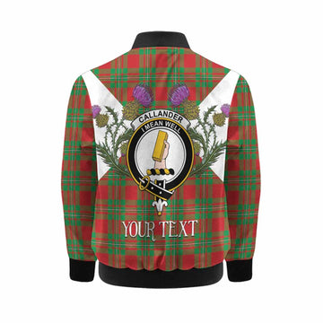 Callander Tartan Family Crest Kid Bomber Jacket Scottish Burns Night Thistle Floral