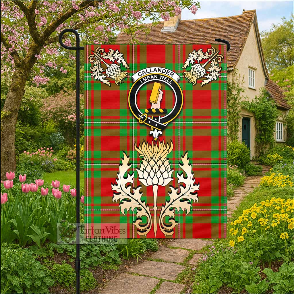 Callander Tartan Garden Flag with Golden Regal Scottish Thistle Emblem - Tartan Vibes Clothing