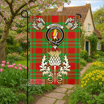 Callander Tartan Garden Flag with Golden Regal Scottish Thistle Emblem - Tartan Vibes Clothing