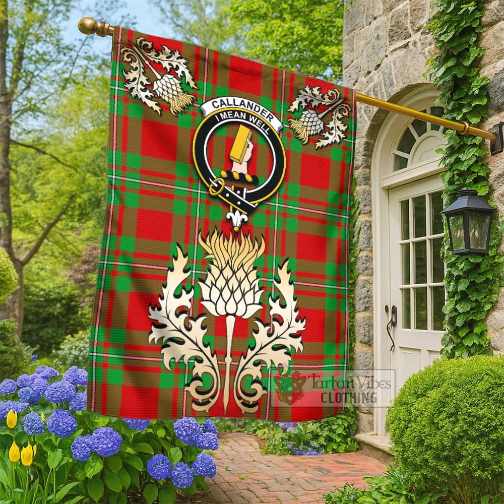 Callander Tartan Garden Flag with Golden Regal Scottish Thistle Emblem - Tartan Vibes Clothing