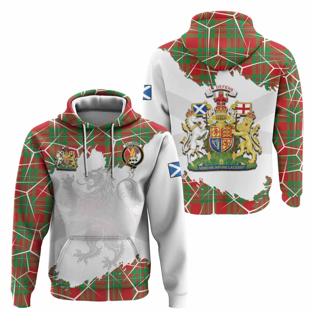 Callander Tartan Hoodie with Family Crest and Lion Rampant Grunge Style