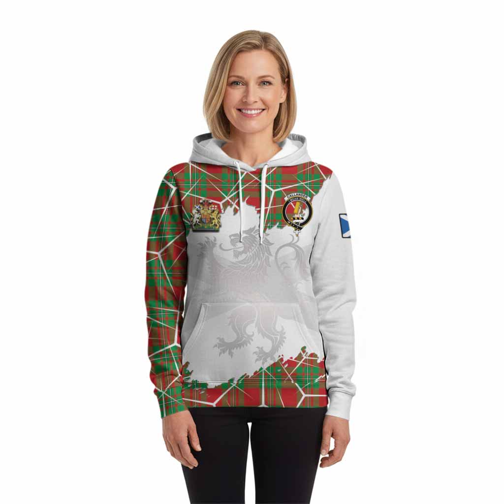 Callander Tartan Hoodie with Family Crest and Lion Rampant Grunge Style