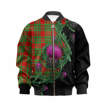 Callander Tartan Kid Bomber Jacket Resilient Scottish Thistle Kid XS - Tartan Vibes Clothing