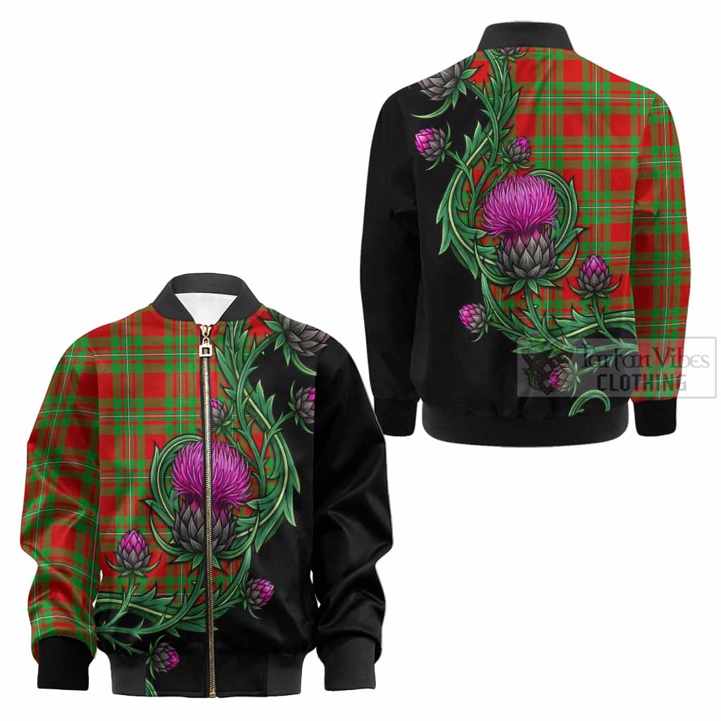 Callander Tartan Kid Bomber Jacket Resilient Scottish Thistle - Tartan Vibes Clothing