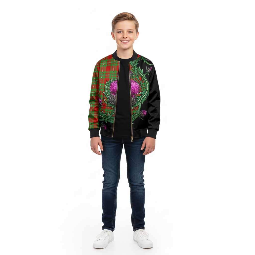 Callander Tartan Kid Bomber Jacket Resilient Scottish Thistle - Tartan Vibes Clothing