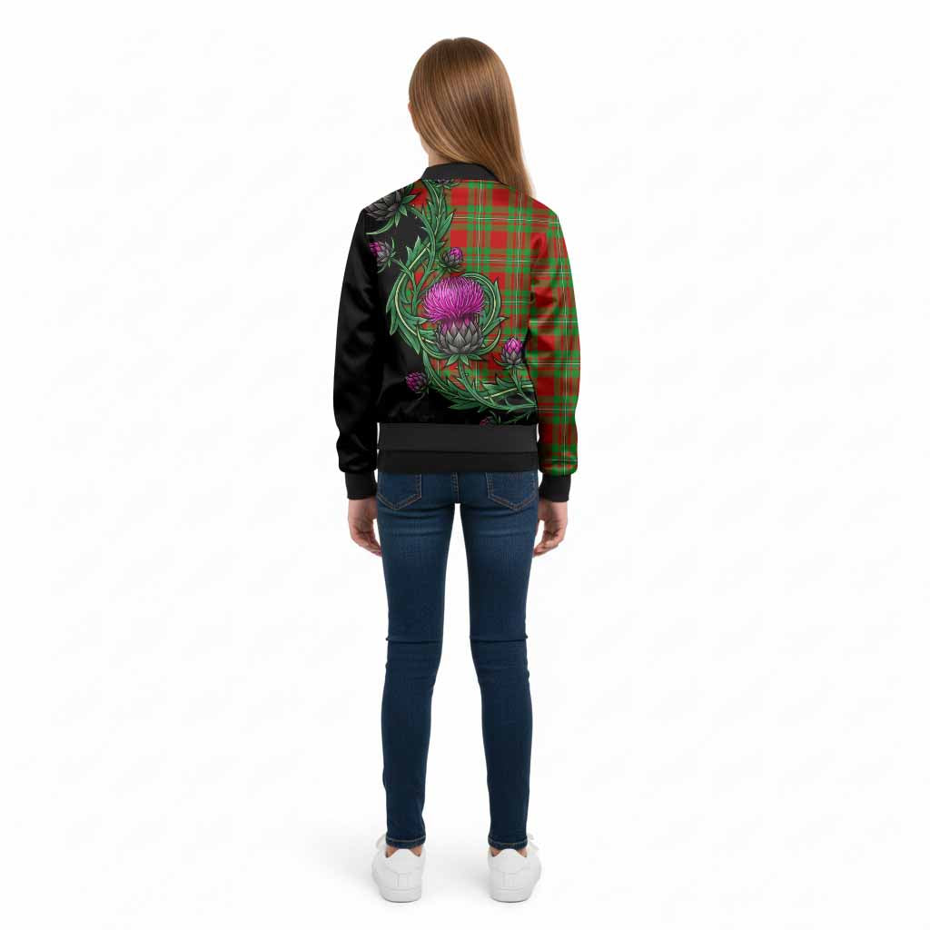 Callander Tartan Kid Bomber Jacket Resilient Scottish Thistle - Tartan Vibes Clothing