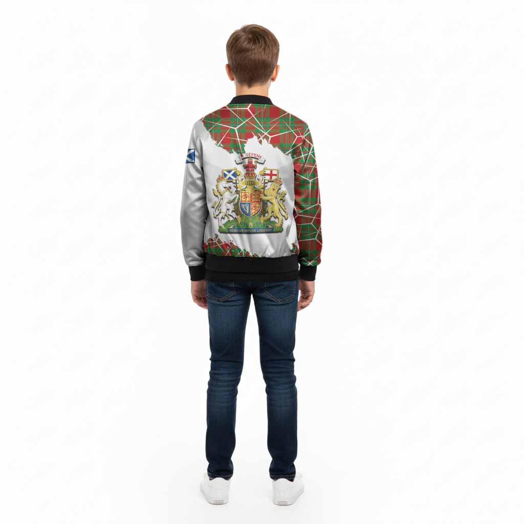 Callander Tartan Kid Bomber Jacket with Family Crest and Lion Rampant Grunge Style