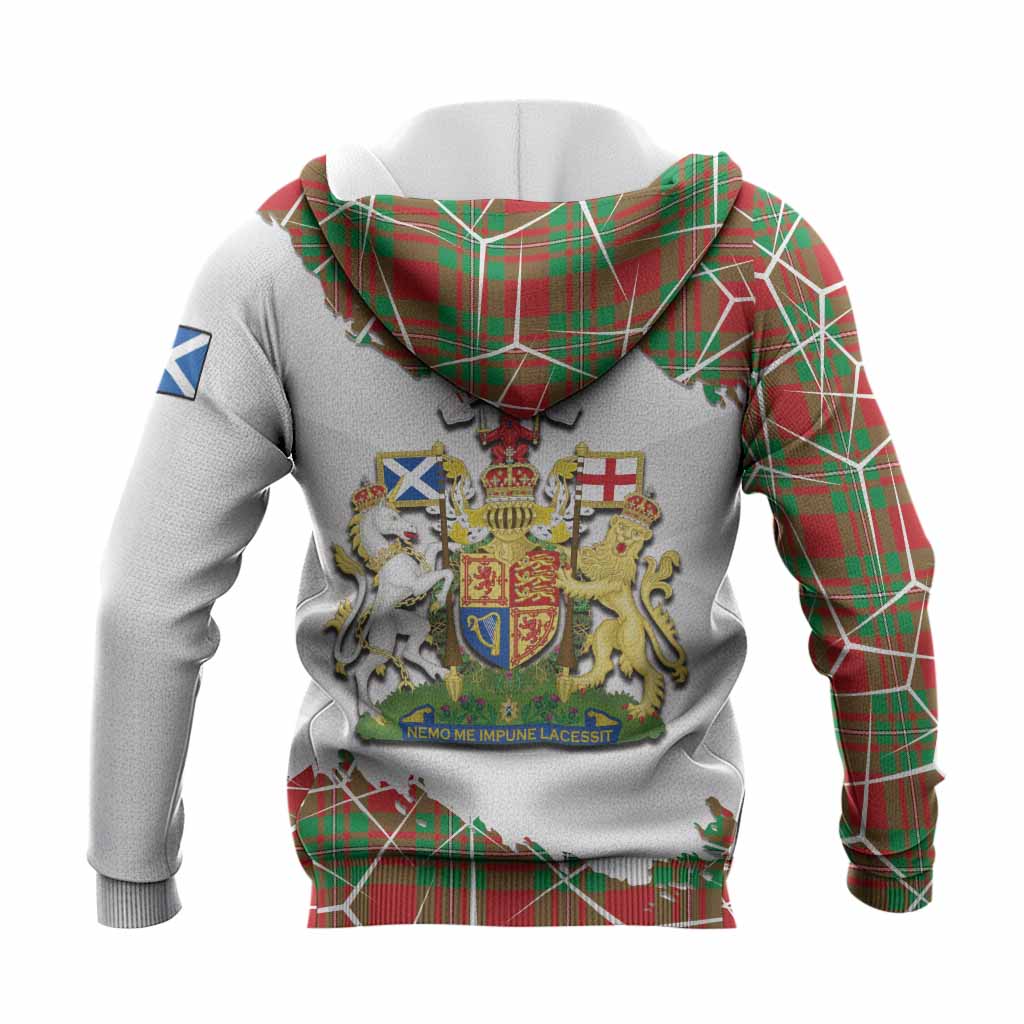 Callander Tartan Knitted Hoodie with Family Crest and Lion Rampant Grunge Style