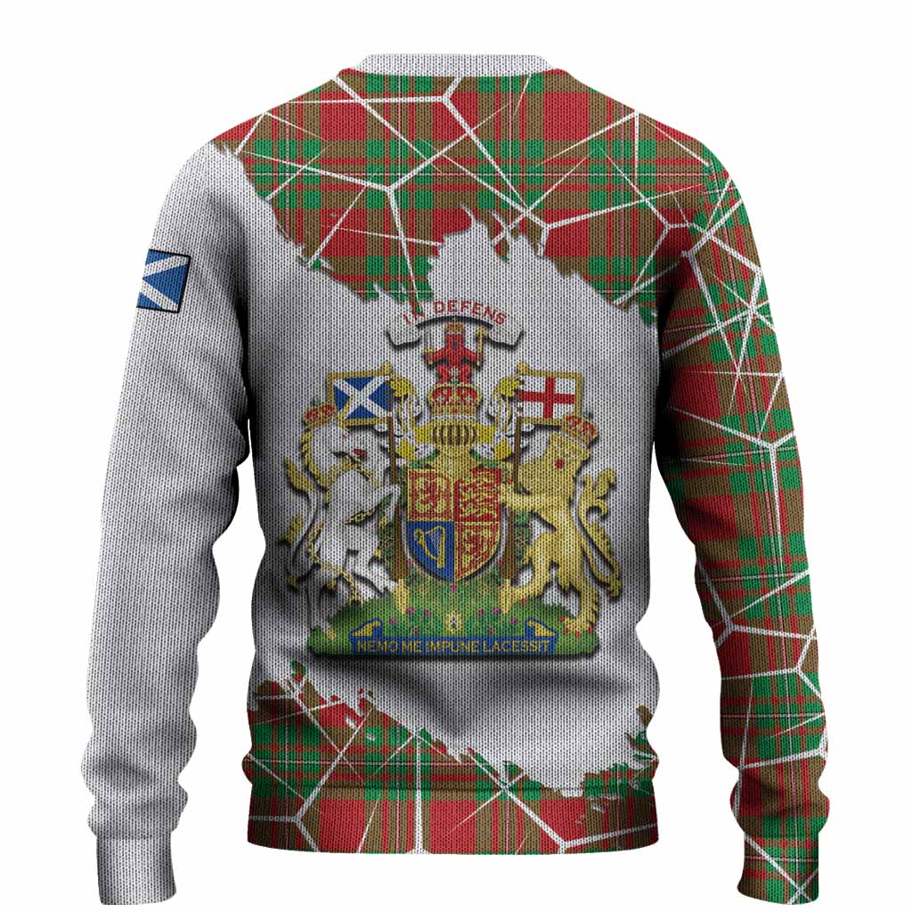 Callander Tartan Knitted Sweater with Family Crest and Lion Rampant Grunge Style