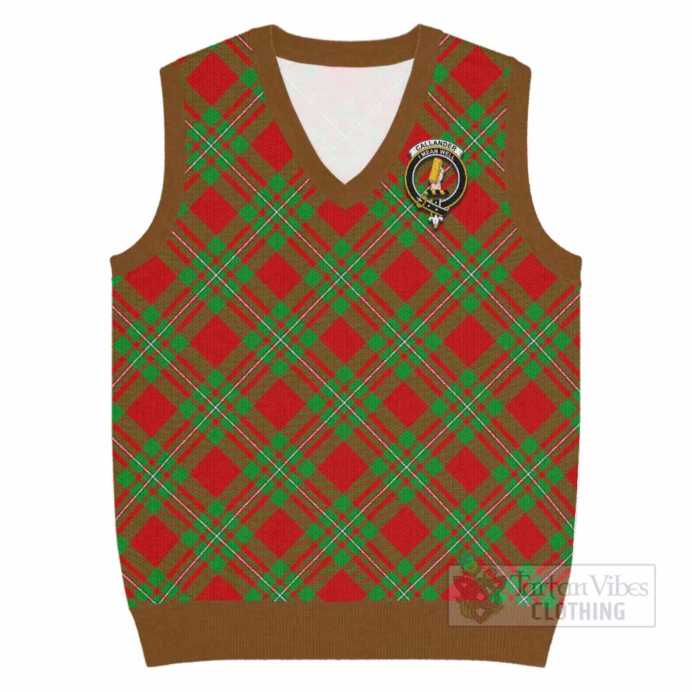 Callander Tartan Knitted V-Neck Vest with Family Crest Cross Style