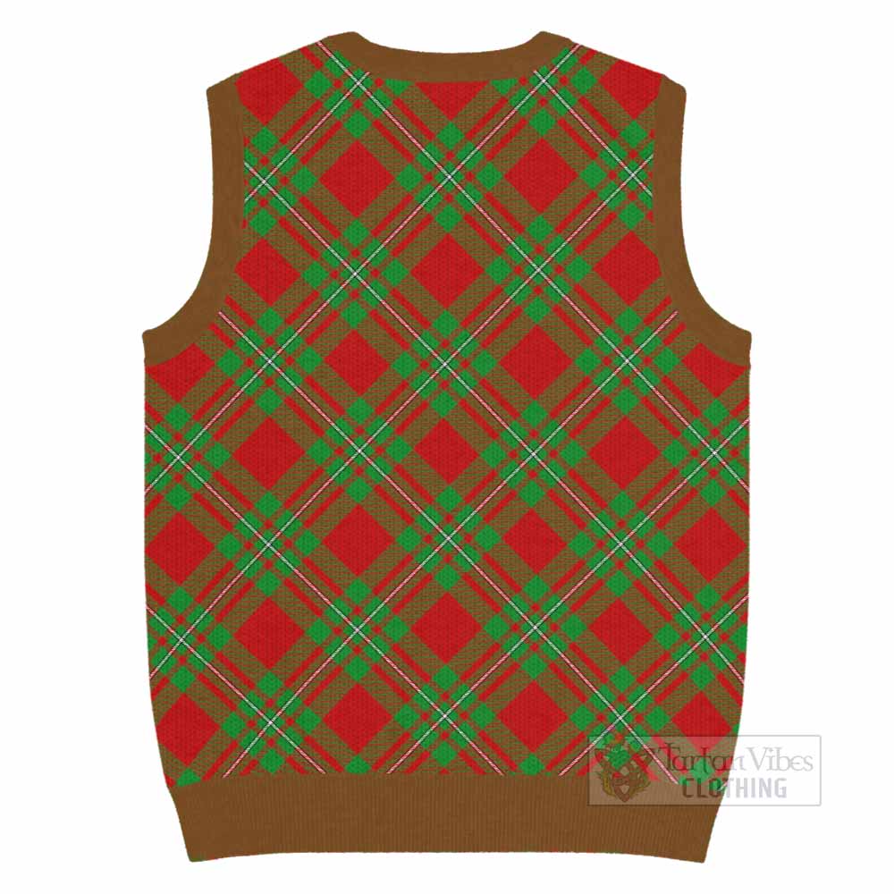 Callander Tartan Knitted V-Neck Vest with Family Crest Cross Style
