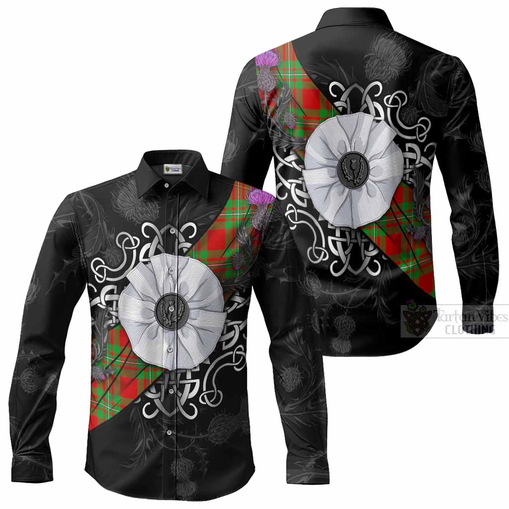 Callander Tartan Long Sleeve Button Shirts Jacobite White Rose Men's Shirt - Tartan Vibes Clothing