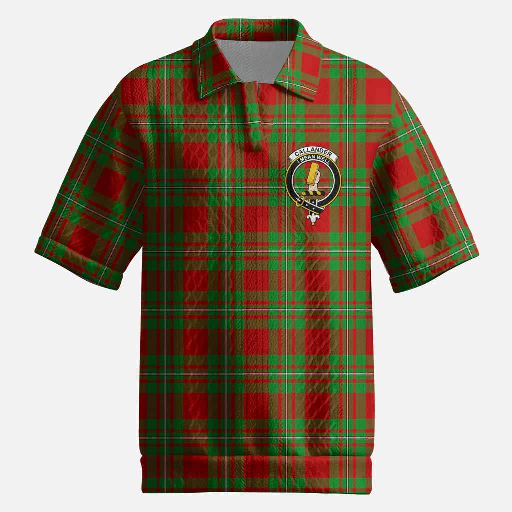 Callander Tartan Men’s Polo Sweater Top with Family Crest