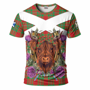 Callander Tartan T-Shirt Scottish Thistle Heilan Coo