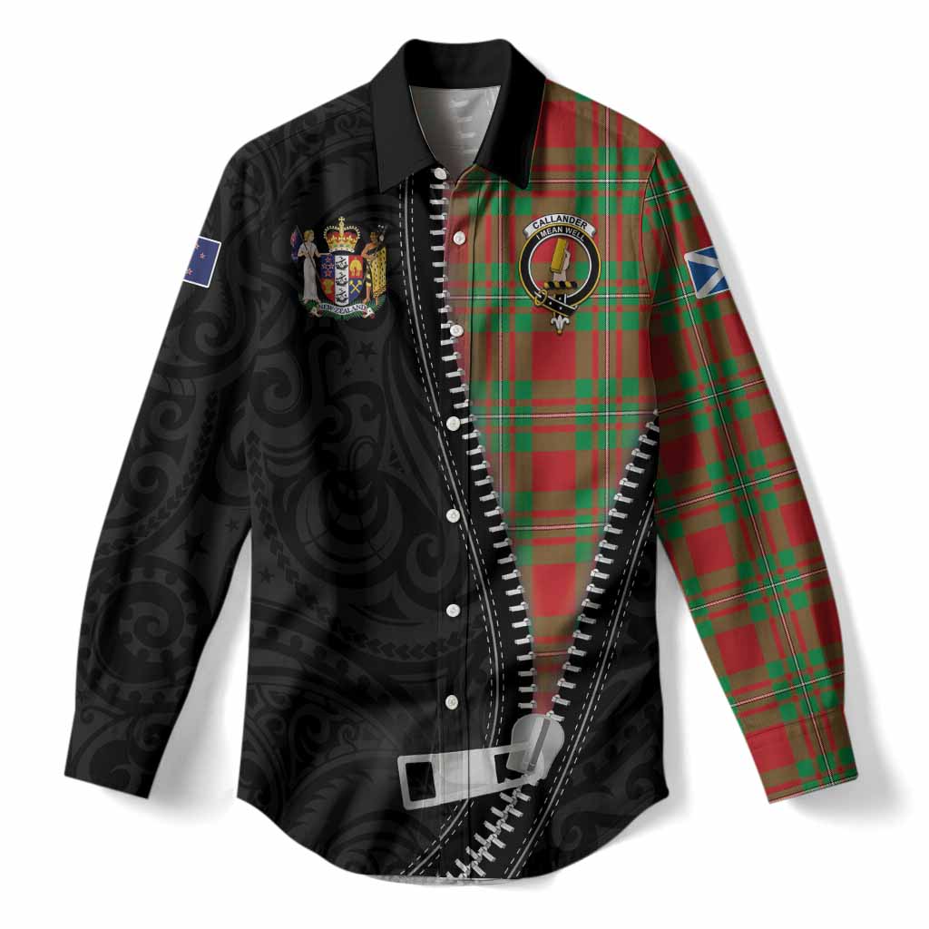Callander Tartan Women Casual Shirt New Zealand Pattern Unique Zipper Stylized