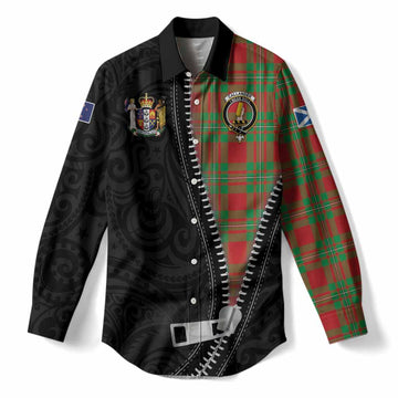 Callander Tartan Women Casual Shirt New Zealand Pattern Unique Zipper Stylized