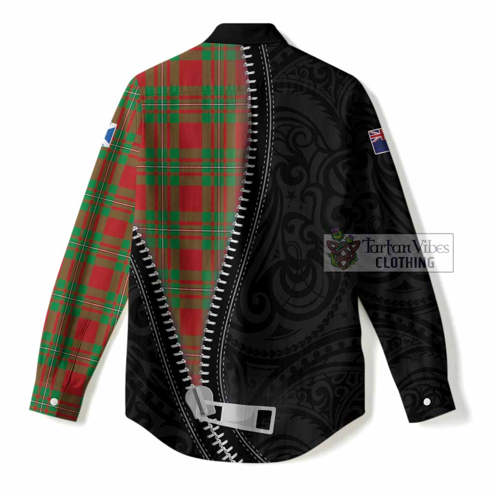 Callander Tartan Women Casual Shirt New Zealand Pattern Unique Zipper Stylized