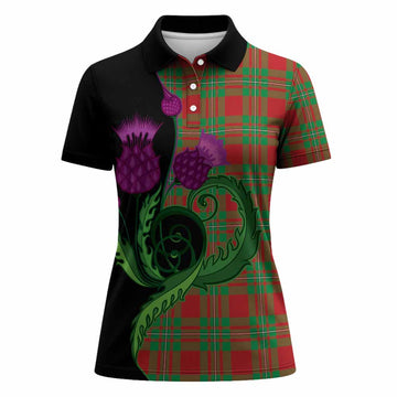 Callander Tartan Women Polo Shirt Traditional Scottish Thistle