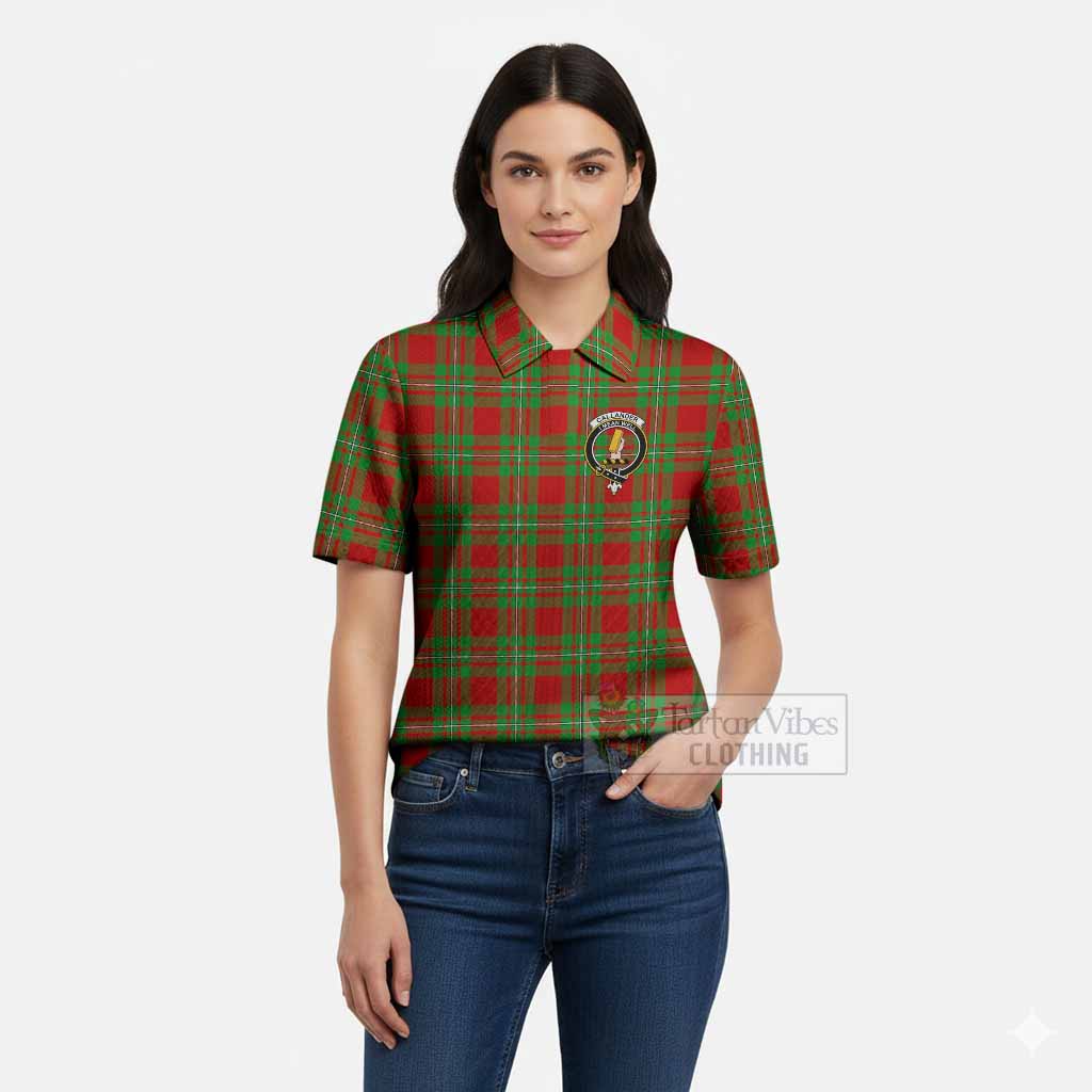 Callander Tartan Women’s Polo Sweater Top with Family Crest