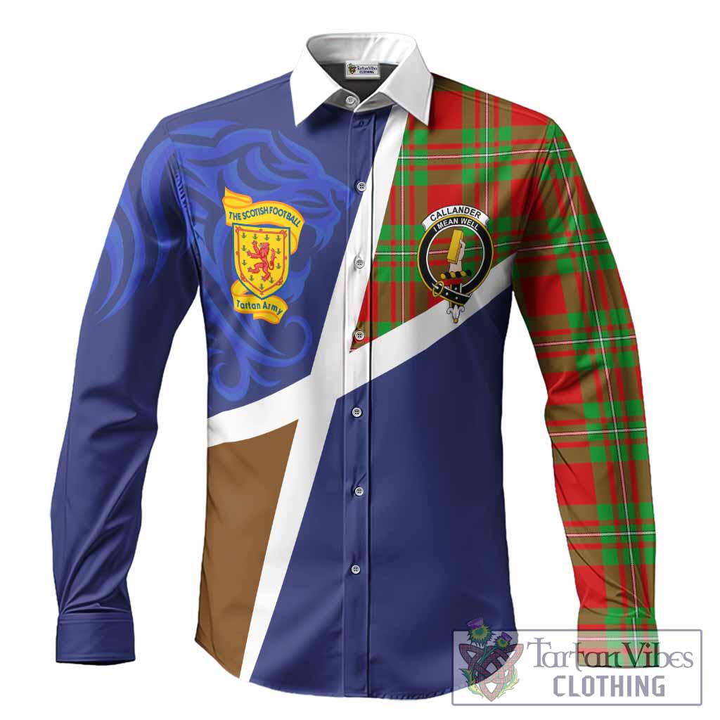 Callander The Scottish Football Crest Long Sleeve Button Shirts Lion-Tartan Army