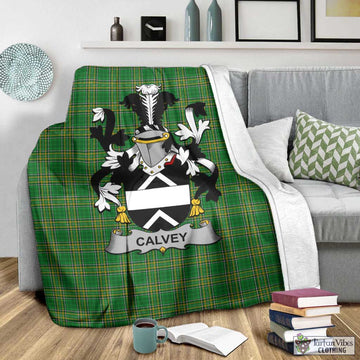 Calvey Irish Clan Tartan Blanket with Coat of Arms