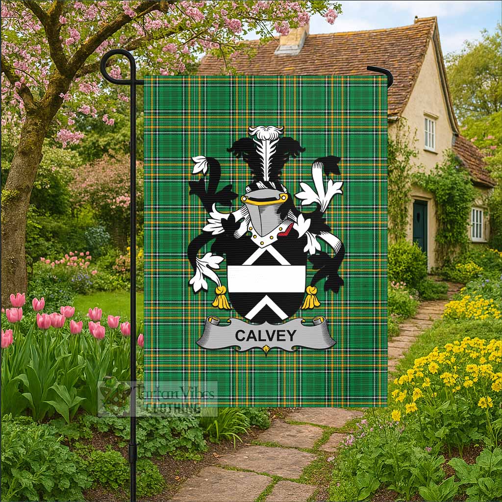 Calvey Irish Clan Tartan Flag with Coat of Arms