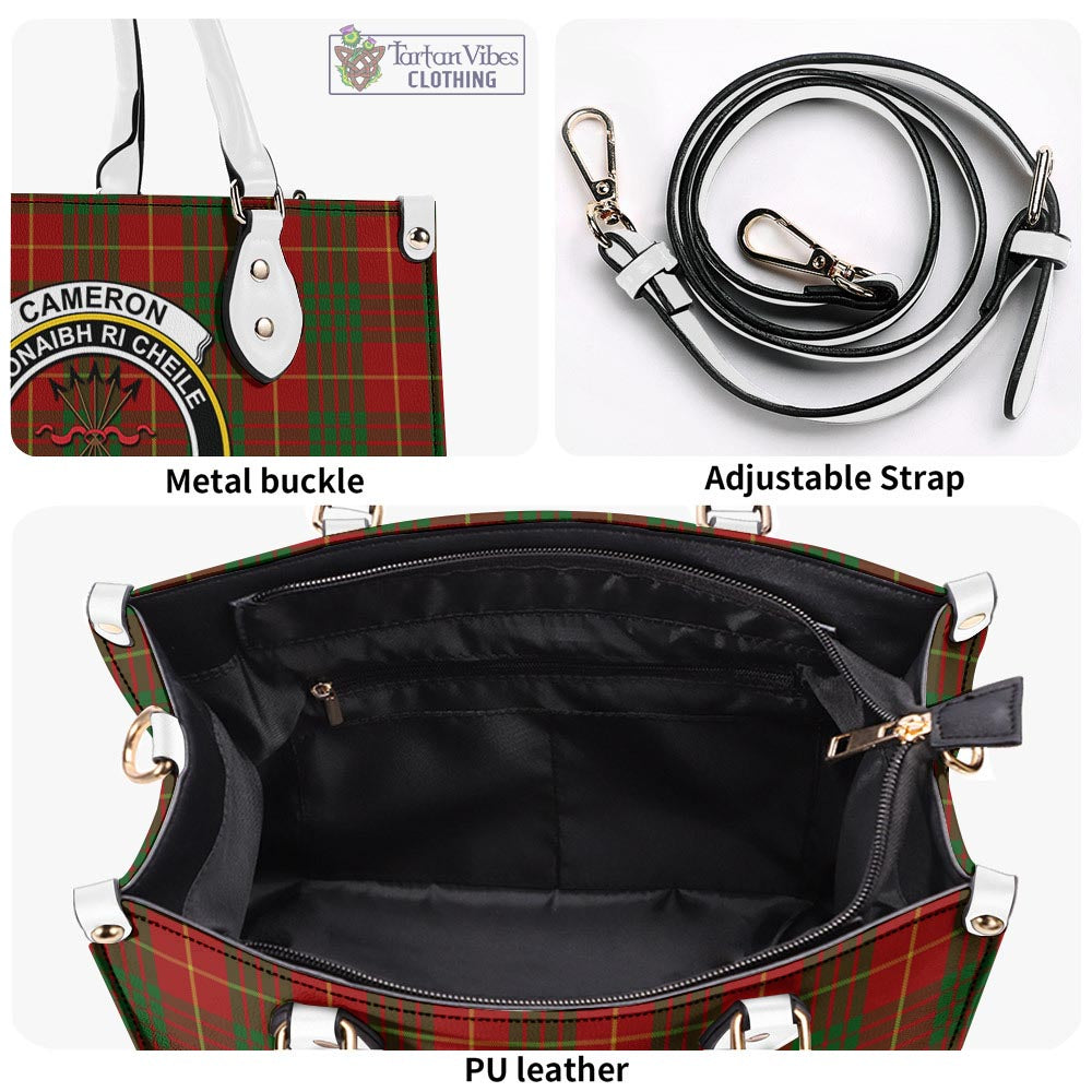 Tartan Vibes Clothing Cameron Tartan Luxury Leather Handbags with Family Crest