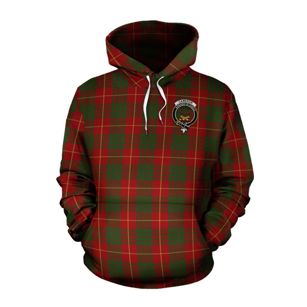 Tartan Vibes Clothing Cameron Tartan Cotton Hoodie with Family Crest Celtic Skull Style