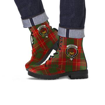 Cameron Tartan Leather Boots with Family Crest