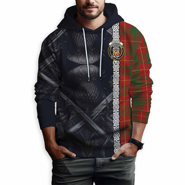 Cameron Tartan Hoodie with Family Crest Cross Sword Thistle Celtic Vibes