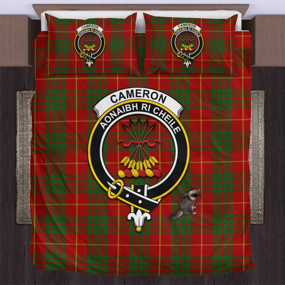 Cameron Tartan Bedding Set with Family Crest US Bedding Set - Tartan Vibes Clothing
