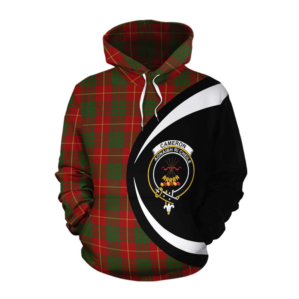 Tartan Vibes Clothing Cameron Tartan Cotton Hoodie with Family Crest Circle Style