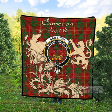 Cameron Tartan Quilt with Family Crest and Scottish Symbol Style Super King Quilt 91" x 110" - Tartan Vibes Clothing