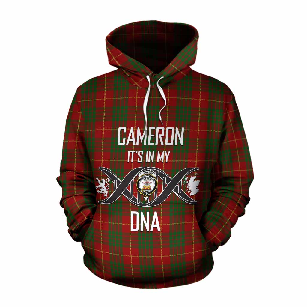 Tartan Vibes Clothing Cameron Tartan Cotton Hoodie with Family Crest DNA In Me Style