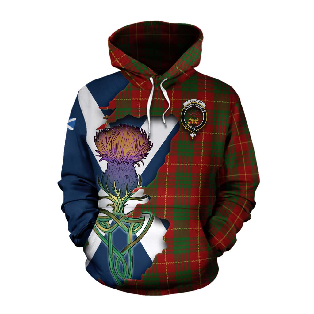 Tartan Vibes Clothing Cameron Tartan Family Crest Cotton Hoodie Scottish Thistle Celtic Inspired