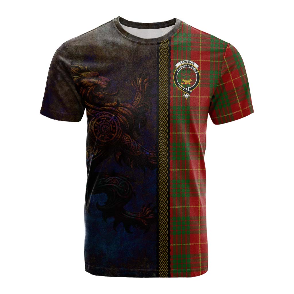 Tartan Vibes Clothing Cameron Tartan Family Crest Cotton T-shirt Alba Gu Brath Be Brave Lion Ancient Style