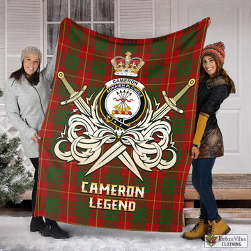 Cameron Tartan Blanket with Clan Crest and the Golden Sword of Courageous Legacy