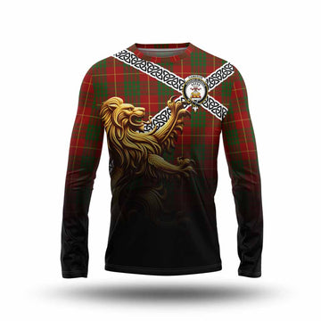Cameron Crest Tartan Long Sleeve T-Shirt with Golden Lion Emblem Celtic Style