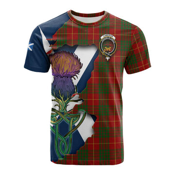 Cameron Tartan Family Crest Cotton T-shirt Scottish Thistle Celtic Inspired