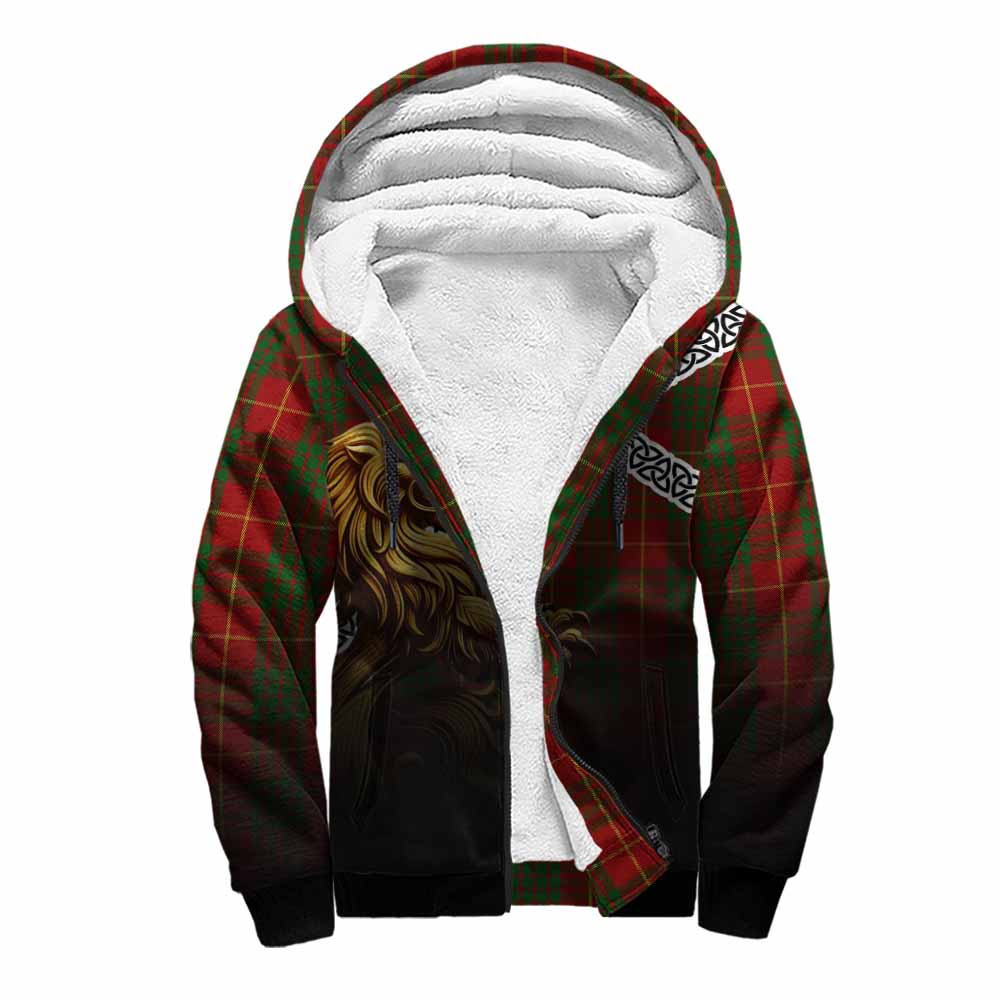Tartan Vibes Clothing Cameron Crest Tartan Sherpa Hoodie with Golden Lion Emblem Celtic Style