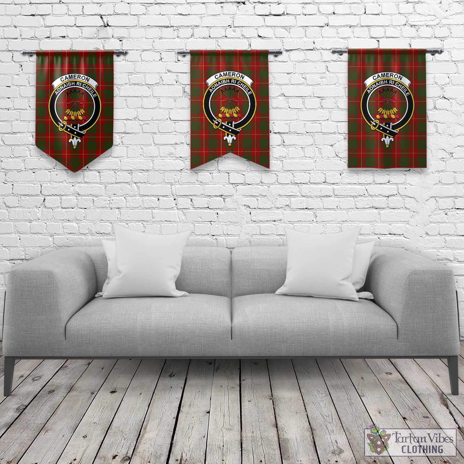 Tartan Vibes Clothing Cameron Tartan Gonfalon, Tartan Banner with Family Crest