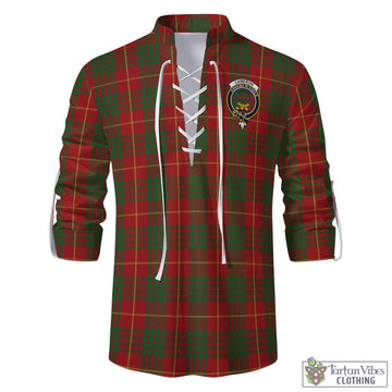 Cameron Tartan Men's Scottish Traditional Jacobite Ghillie Kilt Shirt with Family Crest