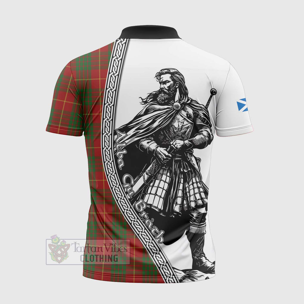 Tartan Vibes Clothing Cameron Tartan Clan Crest Zipper Polo Shirt with Highlander Warrior Celtic Style