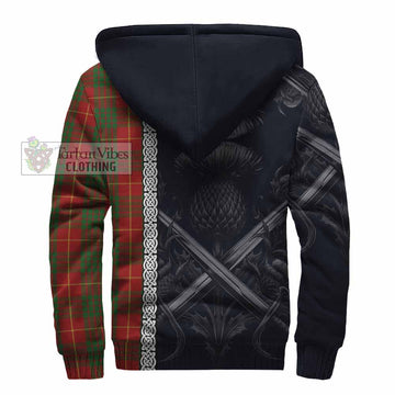 Cameron Tartan Sherpa Hoodie with Family Crest Cross Sword Thistle Celtic Vibes