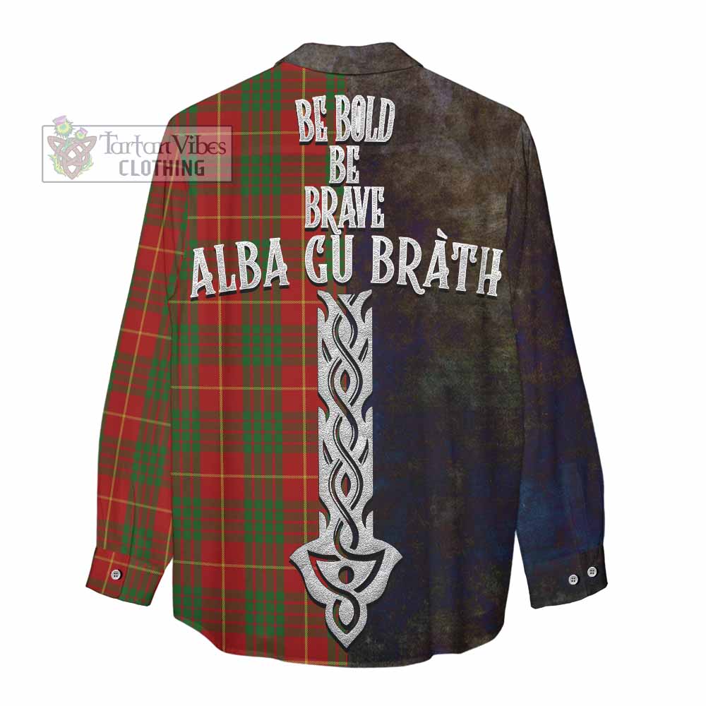 Tartan Vibes Clothing Cameron Tartan Family Crest Women's Casual Shirt Alba Gu Brath Be Brave Lion Ancient Style