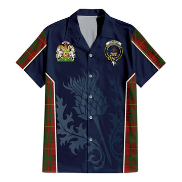Tartan Vibes Clothing Cameron Tartan Short Sleeve Button Up Shirt with Family Crest and Scottish Thistle Vibes Sport Style