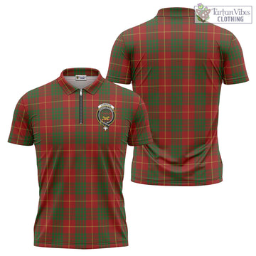 Cameron Tartan Zipper Polo Shirt with Family Crest