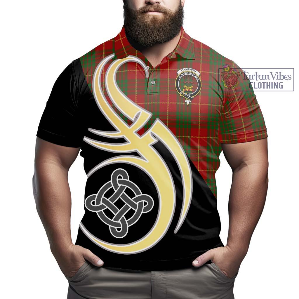 Cameron Tartan Polo Shirt with Family Crest and Celtic Symbol Style - Tartan Vibes Clothing